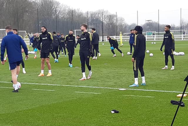 BACK IN - Patrick Bamford joined in with training at Thorp Arch as Jesse Marsch's Leeds United era begins in earnest. Pic: Stuart Rayner