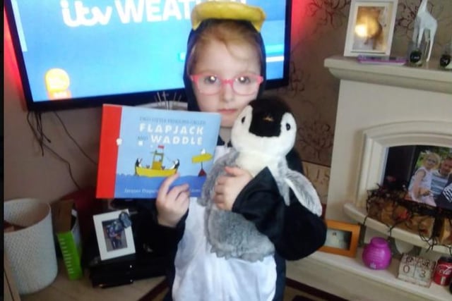 Nicola Bacon shared a photo of Alyssa penguin from.the book Flapjack and Waddle.