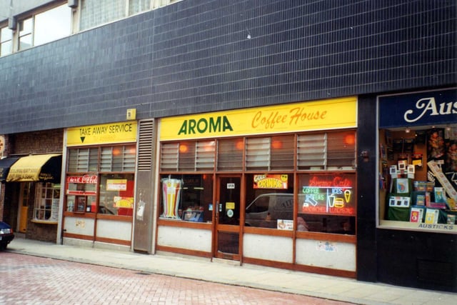 Did you enjoy a coffee here back in the day? The Aroma Coffee House on King Charles Street pictured in August 1991. To the left is Bianco Hair World and on the right Austicks' Bookshop.