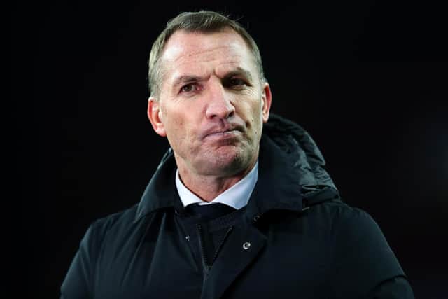 DOUBLE BLOW: For Leicester City boss Brendan Rodgers, above, ahead of Saturday's clash against Leeds United at the King Power Stadium. Photo by GLYN KIRK/AFP via Getty Images.