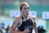 MOTIVATION: Jessica Learmonth in action during the mixed team triathlon relay where she won gold at the Tokyo 2020 Olympic Games. Picture: Leon Neal/Getty Images.