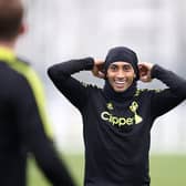 KEY: Leeds United's star Brazilian winger Raphinha pictured during training this week under new boss Jesse Marsch at Thorp Arch. Photo by George Wood/Getty Images.