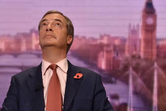 Former Brexit Party leader Nigel Farage appearing on the BBC1 current affairs programme, The Andrew Marr Show. Photo: Jeff Overs/BBC