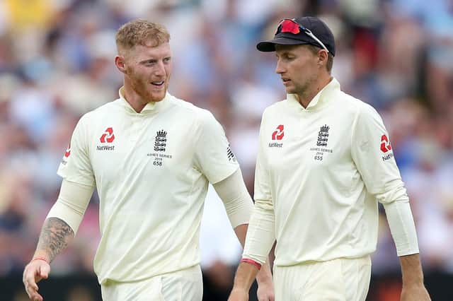 England's Ben Stokes (left) and Joe Root during day four of the Ashes Test match at Edgbaston, Birmingham. PRESS ASSOCIATION Photo. Picture date: Sunday August 4, 2019. See PA story CRICKET England. Photo credit should read: Nick Potts/PA Wire. RESTRICTIONS: Editorial use only. No commercial use without prior written consent of the ECB. Still image use only. No moving images to emulate broadcast. No removing or obscuring of sponsor logos.