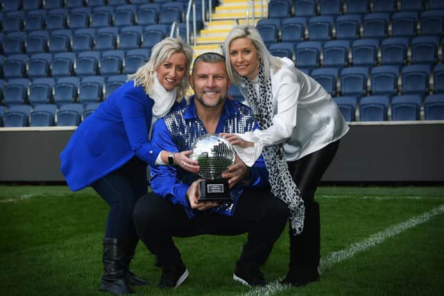 Rob Burrow’s sisters Joanne Hartshorne and Claire Burnett, join Leeds Rhinos legend Barrie McDermott, to launch the ‘Burrow Strictly Ball’ at Headingley Stadium. They are aiming to raise £100K in aid of the new Rob Burrow Centre for Motor Neurone Disease (MND) in Leeds - pic: Jonathan Gawthorpe