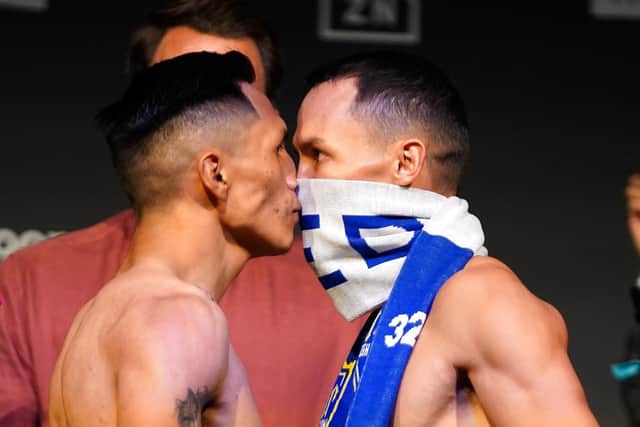 HEAD TO HEAD: Josh Warrington, right, has admitted he has unfinished business with Mauricio Lara, left. Picture: Zac Goodwin/PA Wire.