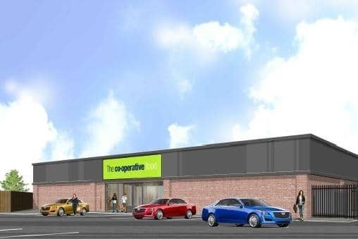 An artist's impression of how the new Co-op store in South Kirkby would have looked.