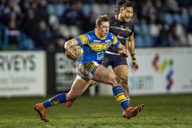 Jack Broadbent in action for Leeds Rhinos in pre-season. Picture: 
Tony Johnson.