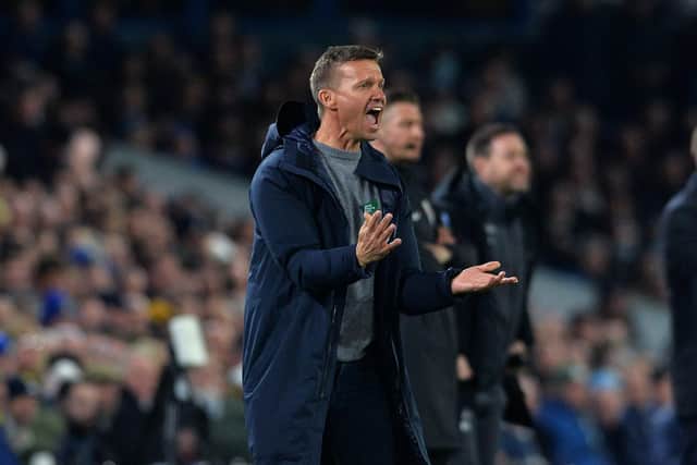 WATCHING BRIEF: Leeds United head coach Jesse Marsch tries to get his instructions across to his players during Thursday's 3-0 defeat at home to Aston Villa. Picture: Jonathan Gawthorpe.