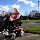 MND Sufferer Vicky Rennard with her Partner Peter Senior at their home at Bramley Leeds.