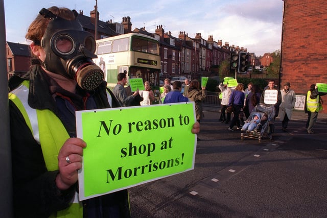 Members of the Kirkstall Valley Campaign opposed to the building of a Morrison's supermarket took their protest to Kirkstall Road.