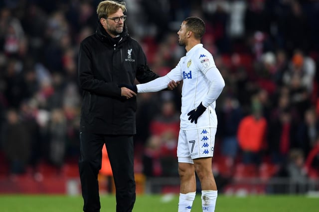 Liverpool manager Jurgen Klopp shakes hands with Kemar Roofe after the EFL Cup quarter-final clash at Anfield in November 2016.