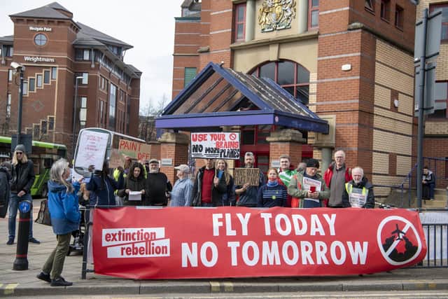 The protest celebrated the dismissal of the case against campaigner Lizzie Pell and Leeds Bradford Airport's decision not to proceed with its £150m expansion plans. Picture: Tony Johnson