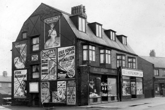 A parade of shops on Middleton Park Circus in February 1939. There is a good view of the butchers' window Gibbs. Also in view is Hopkinson's grocery and part of Gatenby's the greengrocer.