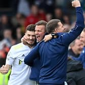 KEY ROLE - Mateusz Klich, pictured being embraced aggressively by Leeds United head coach Jesse Marsch, will sit out the next two Poland internationals. Pic: Getty
