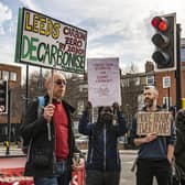Members of GALBA and Extinction Rebellion joined forces this week for a protest opposing any future attempts at expanding Leeds Bradford Airport. Picture: Tony Johnson