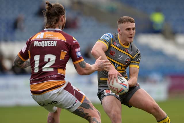 Castleford Tigers' Alex Sutcliffe in action against Hudderfield Giants. Picture: Bruce Rollinson.