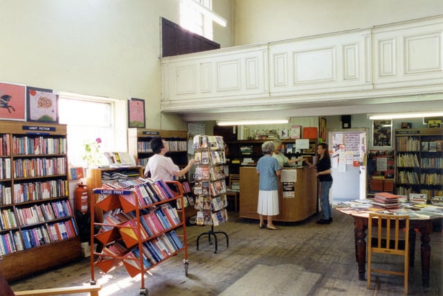 Inside Shadwell Branch Library on Main Street. It was formerly a Methodist Chapel and later a Sunday School. The building has been used as a library since 1929, initially just for two evenings a week while combining use with that of the Sunday School.