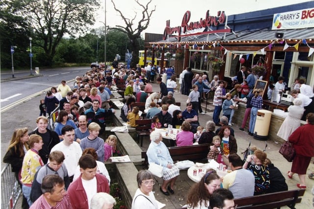 There were long queues at Harry Ramsden's with the fish and chip restaurant selling portions at just 50p in June 1993.