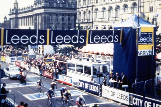 The Leeds International Classic cycle race travelling along The Headrow in August 1993.