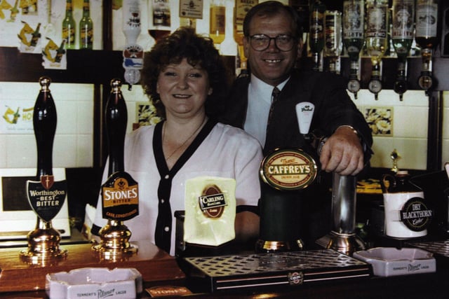 Your hosts at the the Vesper Gate pub on Abbey Road at Kirkstall in January 1993.