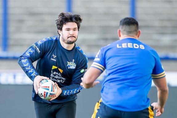 James Bentley, left, is back in Rhinos' squad after suspension. Picture by Allan McKenzie/SWpix.com.