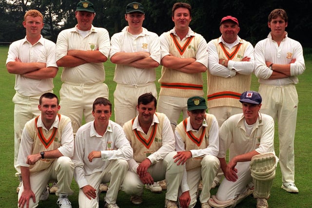 New Farnley CC who played in Division 1 of the Central Yorkshire League in July 1997. Pictured, back row from left, are Kevin Page, Simon Lindsay, Craig Russell (captain), John Storey, Ian Swarbreck, and Jim Metcalfe. Front, from left, are Noel Bullock, Ryan Robinson, Ian Bell, Gary Simpson, and Richard Good.