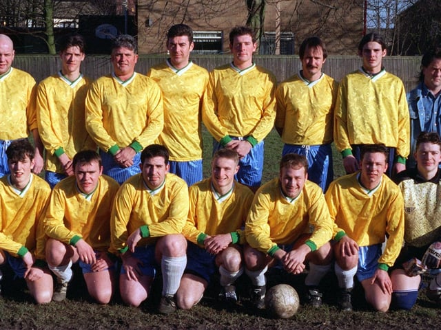 Farnley WMC who played in Division B of the Red Triangle League pictured in February 1997. Back ro, from left, are Alan Dickinson , Mark Duce, John Michael Tracey, John O'Riordan, John Tracey, Phil Hill, Steven Stainforth and Andy Lowley. Front row, from left, are Andrew Rhodes, Lee Stead, Mick McKane, Danny Brodie, Lee Atkinson ( captain), Oliver Escreet and Craig Jessey.