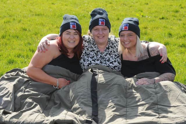 Friends Helen Riley, Heidi Flannigan and Nicola Singleton are undertaking the challenge as part of the the Great Tommy Sleep Out. Picture: Steve Riding.
