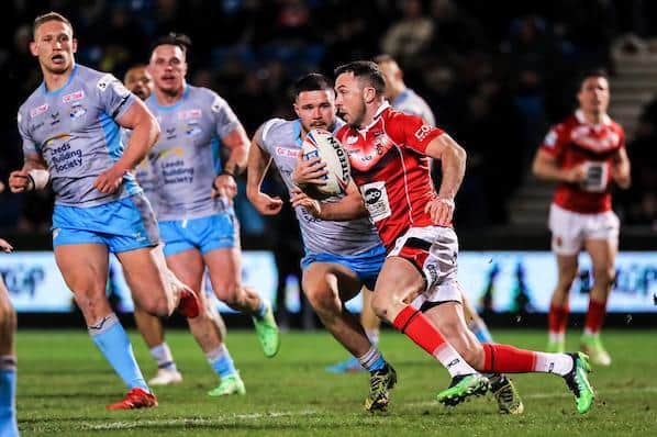 Ryan Brierley on the attack for Salford whose win over Leeds last week proved the final score for Richard Agar. Picture by Alex Whitehead/SWpix.com.