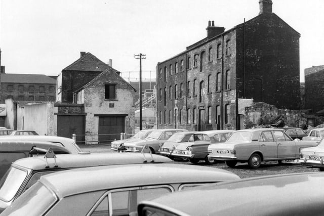 Warehouses near Salem Church in February 1969. Premises of Kirk, Hall and Co, flagmakers. This photo also shows premises of Brown and Rose, Motor Engineers.