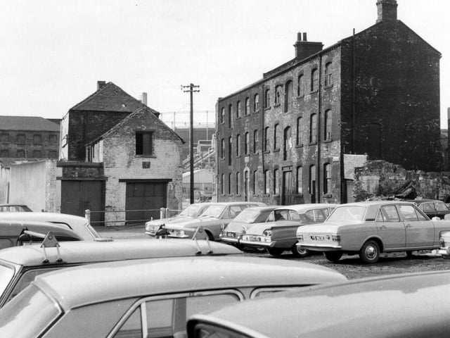 Warehouses near Salem Church in February 1969. Premises of Kirk, Hall and Co, flagmakers. This photo also shows premises of Brown and Rose, Motor Engineers.