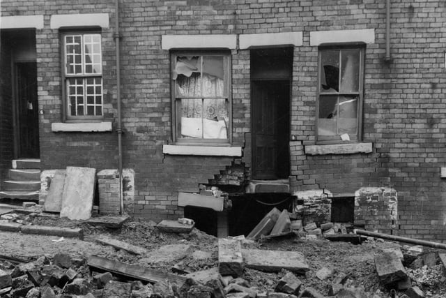 Damage following an air raid on Churchfield Street at Woodhouse in March 1941.