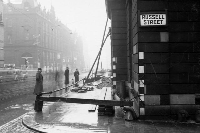 A view looking from Russell Street along Park Row. The museum which was damaged by an air raid in March 1941 can be seen on the right.