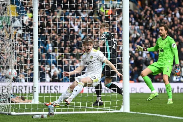 Raphinha set up Joe Gelhardt's memorable stoppage-time winner against Norwich City. Pic: Michael Regan.