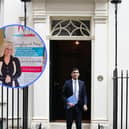 Chancellor Rishi Sunak and, inset, Sylvia Simpson, chief executive of Money Buddies. Pictures: UGC/PA.