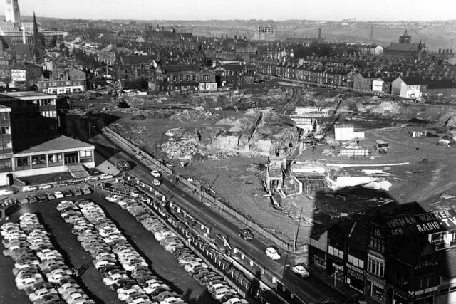 A view from Branch College of Engineering and Science on Woodhouse Lane looking towards new inner ring road in December 1964.