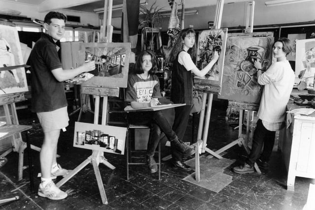 Young Leeds artists pictured in July 1994. They are, from left, Chris Leach, Rosie Harris, Katherine Round and Jenny Baker.