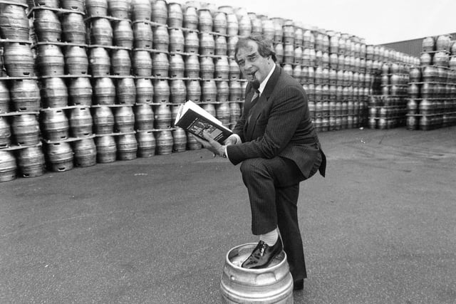 Fred Trueman launched new book 'Champion Times' at Tetley's Brewery in May 1994.