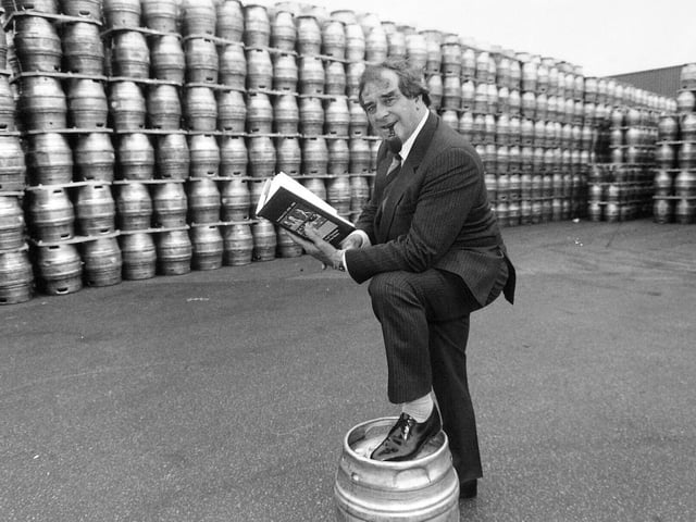 Fred Trueman launched new book 'Champion Times' at Tetley's Brewery in May 1994.