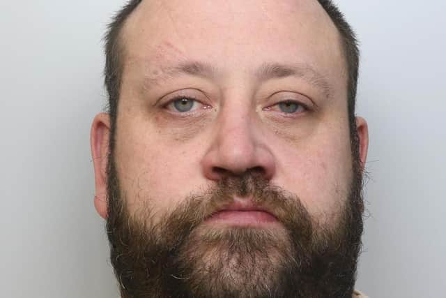 West Yorkshire Police custody image of Adam Priestley. The rogue builder was jailed for five and a half years at Leeds Crown Court after pleading guilty to 19 counts of fraud.