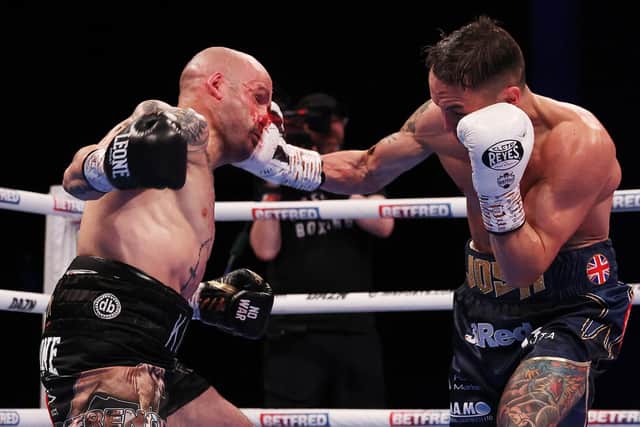 BRUTAL BATTLE: Between Josh Warrington and Kiko Martinez. Picture: Mark Robinson Photography/Matchroom.