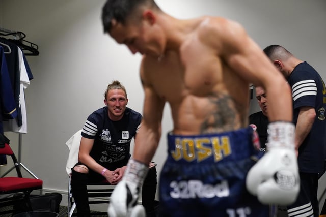Josh Warrington but also Luke Ayling, left.
Picture By Mark Robinson Matchroom Boxing.