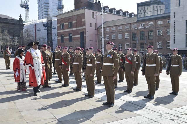 Once there the Lord Mayor and Lord-Lieutenant took the salute at approximately 12.30pm.