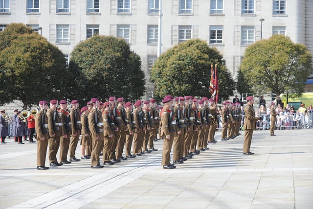The event brought together 4PARA, past, present and future as they took part in a freedom parade on Millennium Square.