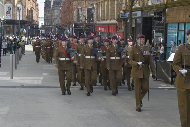 The battalion were be joined by cadets and veterans of 4PARA and were also accompanied by the British Army Band Catterick as they marched through the city centre.