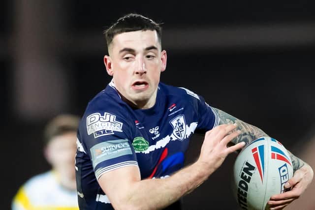 EARLY LEAD: Brandon Pickersgill's try had put Featherstone ahead at Catalans. Picture: Allan McKenzie/SWpix.com.