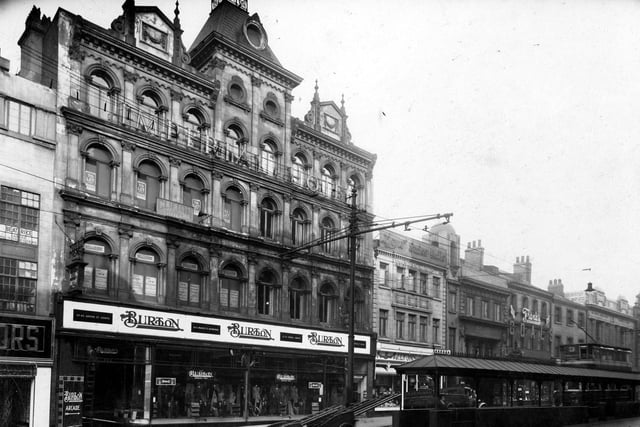Burton Tailors in March 1938. From the left is Burtons Arcade, previously known as the George and Dragon Yard.