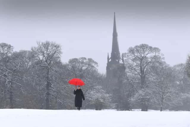 Snow could fall in parts of the UK this week with temperatures set to plummet - but will we see snow in Leeds? Pictured is snow in Oulton back in 2021.
