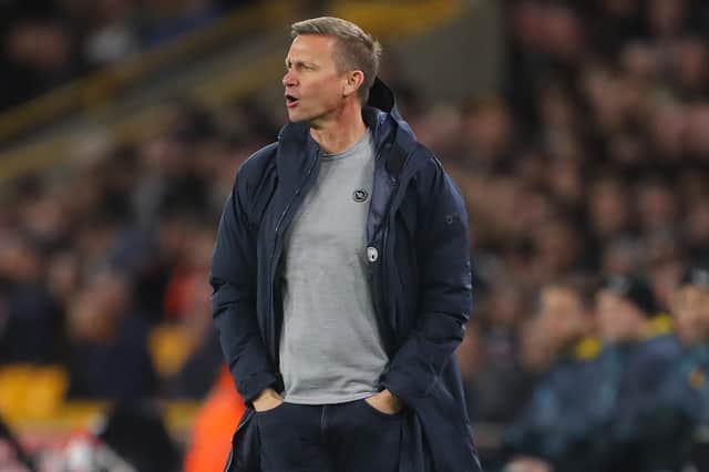 DOUBLE BOOST: Leeds United boss Jesse Marsch, above, saw his side back up an epic 2-1 victory at home to Norwich City with an even more thrilling 3-2 success against Wolves at Molineux, above. Photo by GEOFF CADDICK/AFP via Getty Images